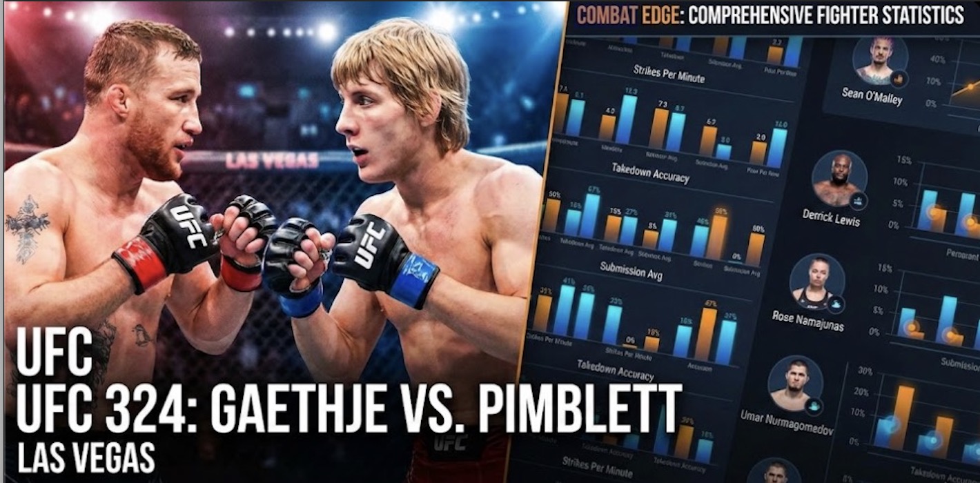 UFC 324 Gaethje vs Pimblett full fight card AI stat analysis